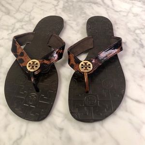 Tory Burch Size 9 Manon Leather Strap Flip Flops